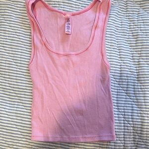 Skims Pink Ribbed Tank Top